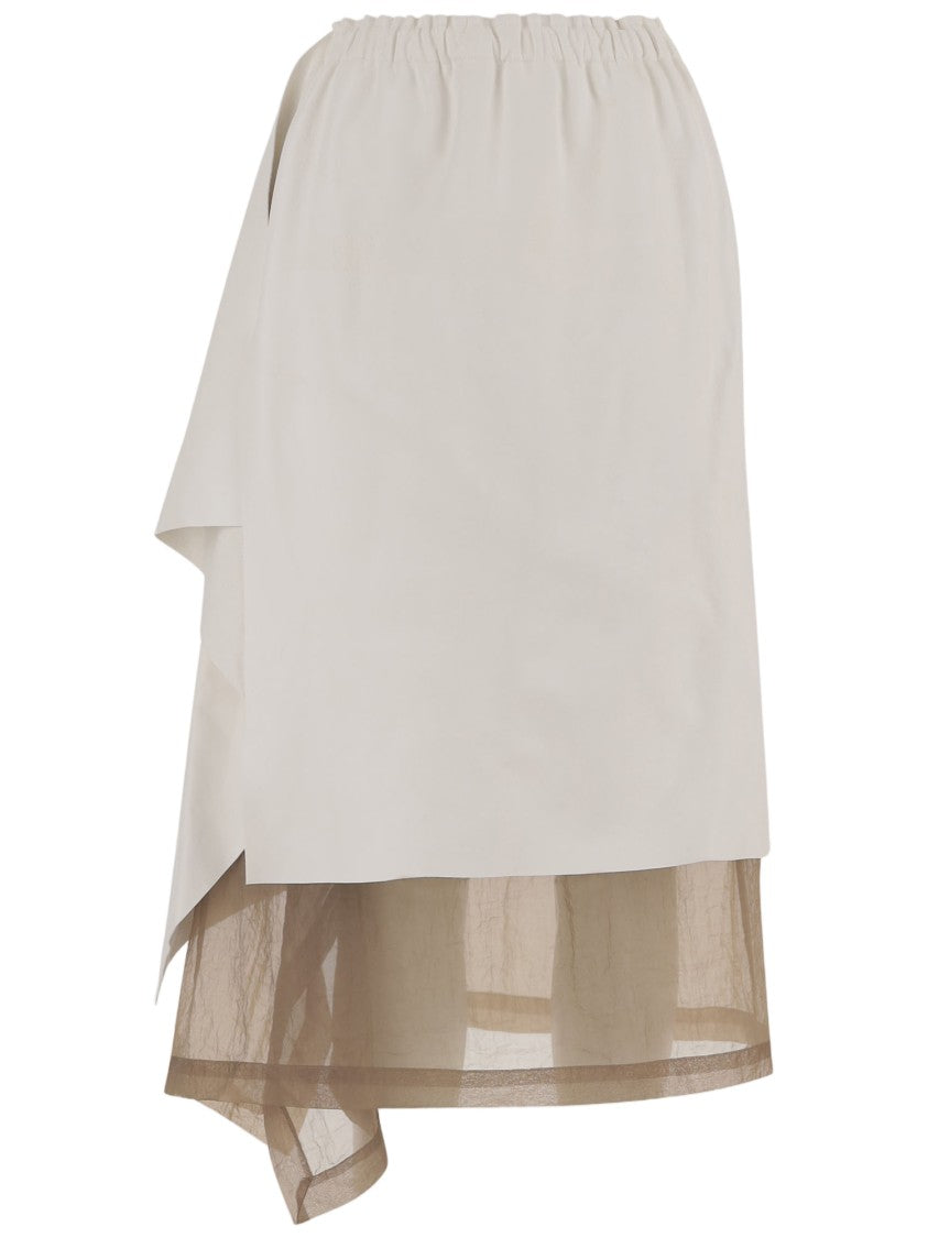 Niccolò Pasqualetti Draped Leather Midi Skirt With Contrasting Underskirt