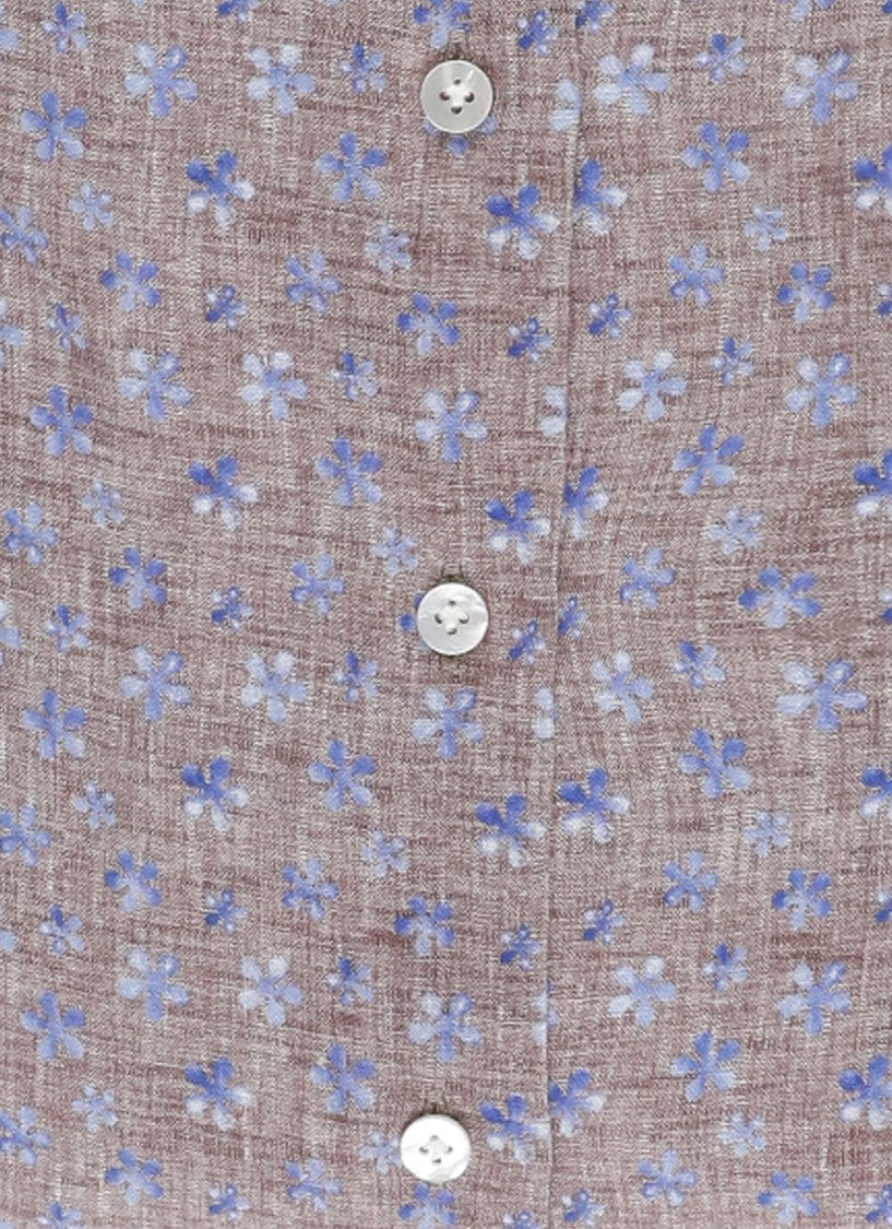 Borriello Brown Floral Print Linen Shirt