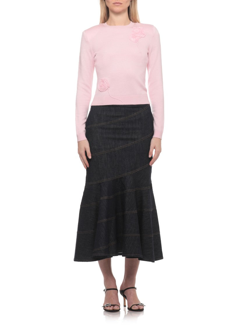 Self-Portrait Pink Flower Lace Sweater