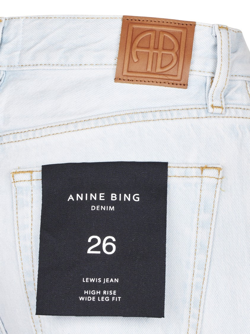 Anine Bing High-Rise Wide-Leg Trousers In Light Denim