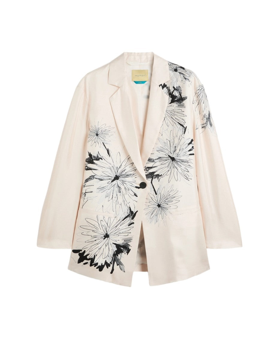 Momonì Zuni Abstract Floral Print Silk Twill Blazer