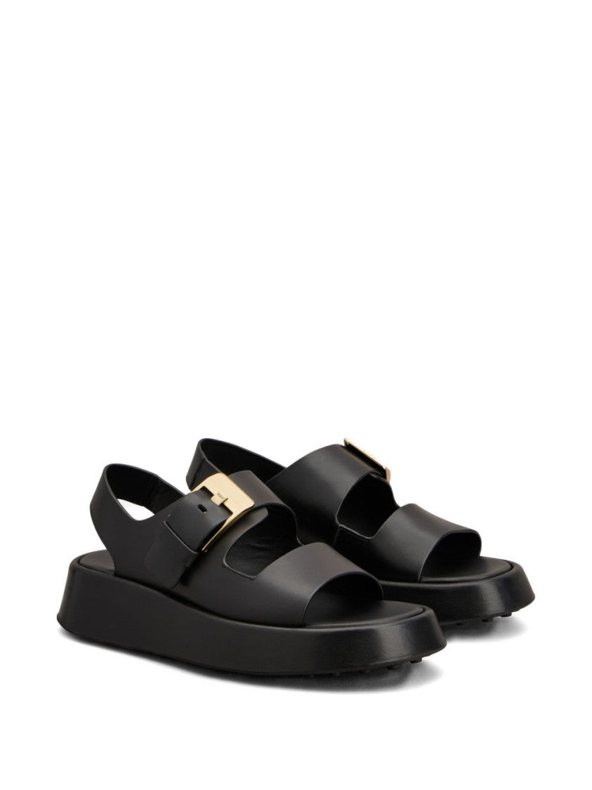 Tod's Black Buckle Fastening Platform Open Sandals