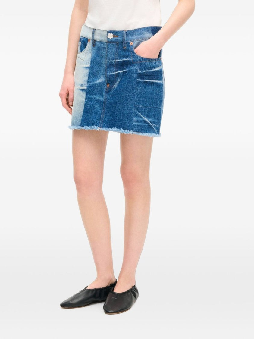 Kenzo Blue Denim Patchwork Mini Skirt