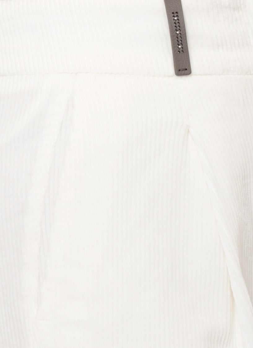 Peserico Ivory Cropped Corduroy Pants