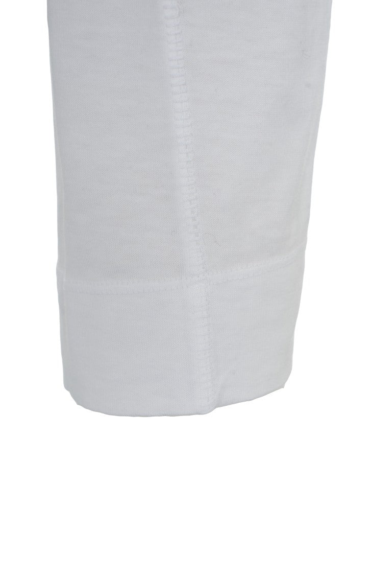 Transit Long-Sleeved White Cotton T-Shirt With V-Stitch Detail
