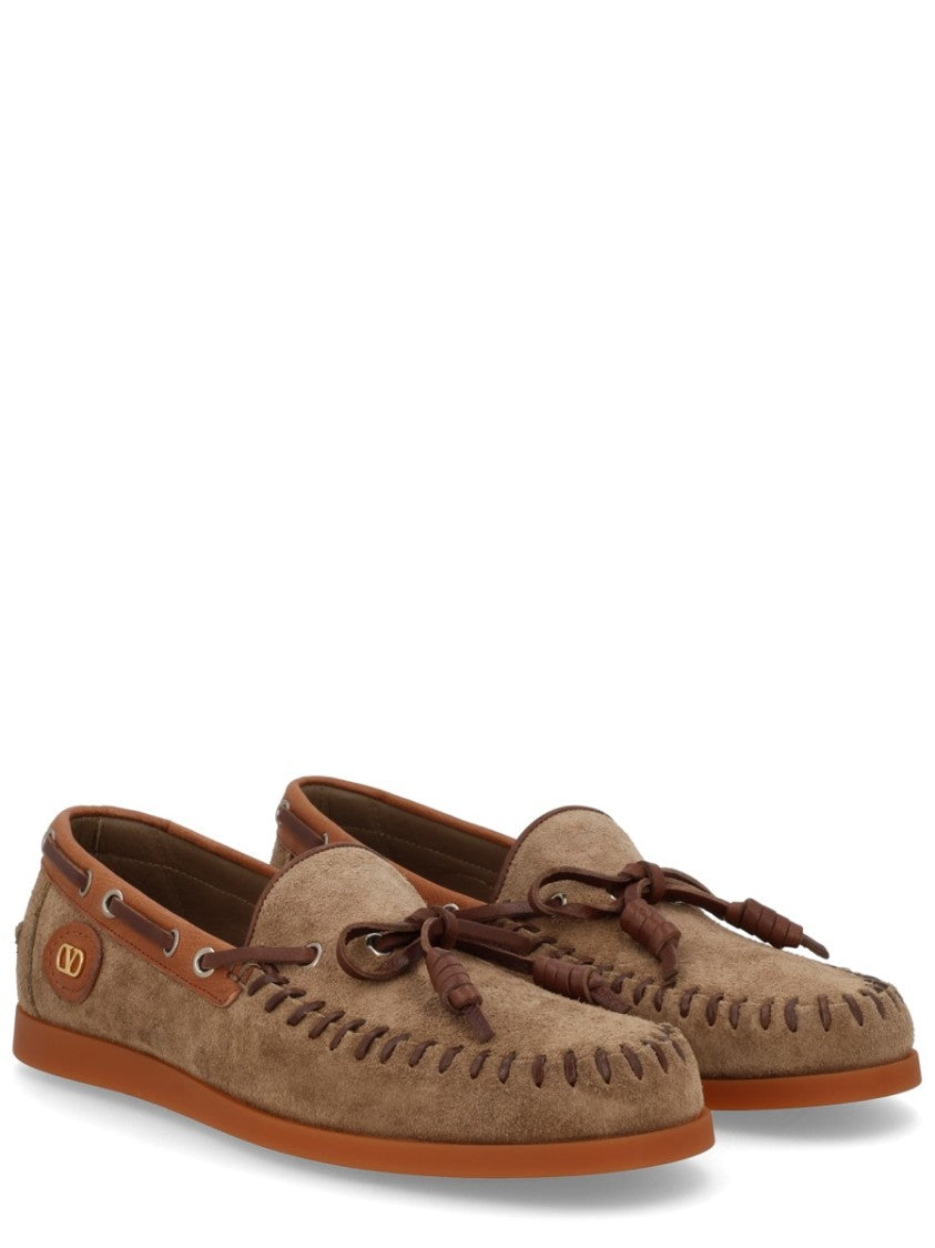 Valentino Garavani Brown Suede Palm Avenue Loafers