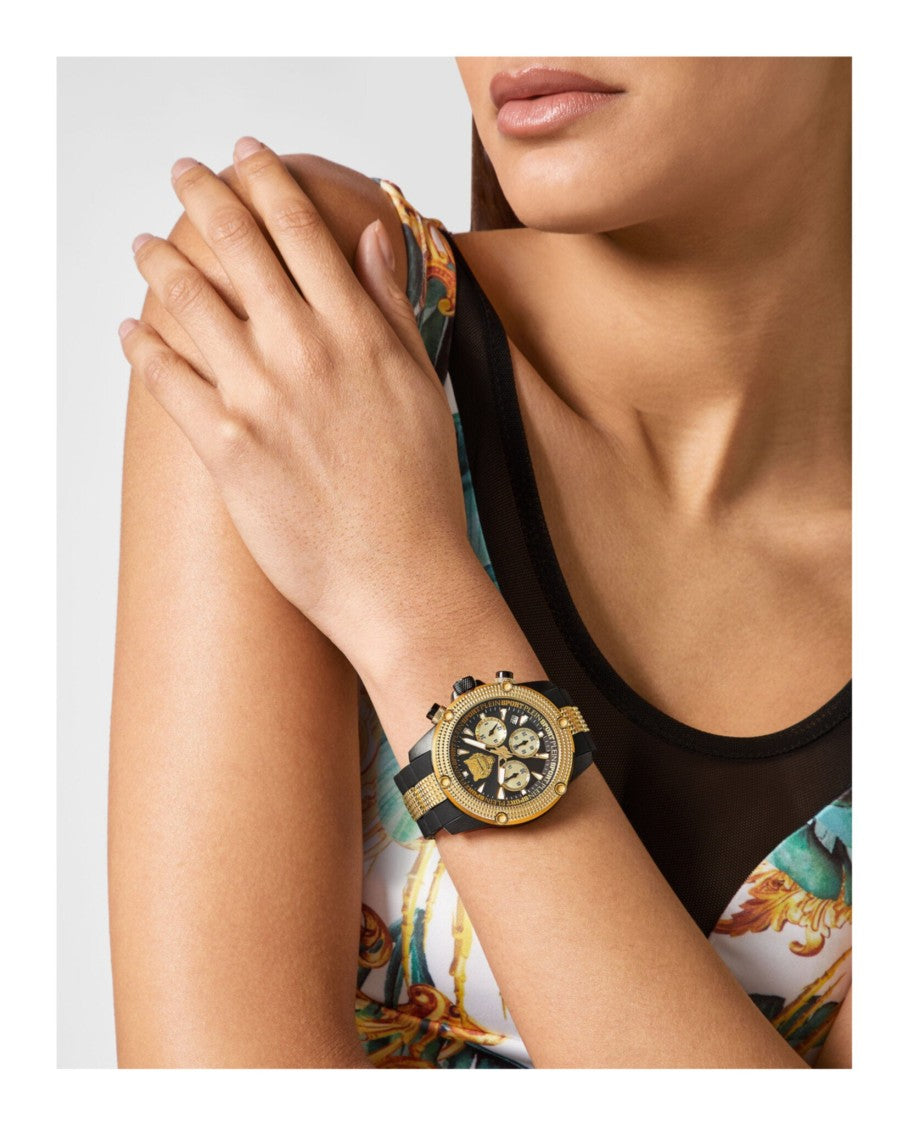 Plein Sport Chronograph Watch With Ip Yellow Gold Case And Black Dial