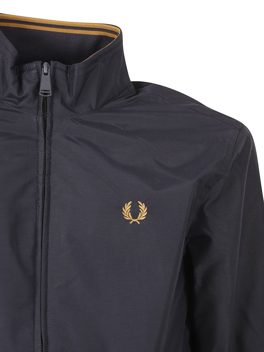 Fred Perry Minimalist Blue Zip-Up Coat With High Collar