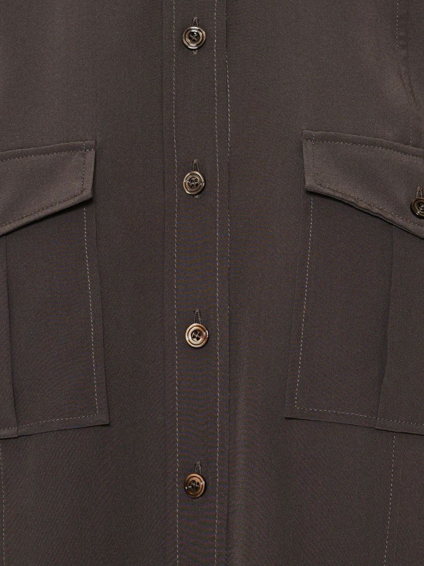 Tom Ford Dark Chocolate Silk Crepe De Chine Shirt