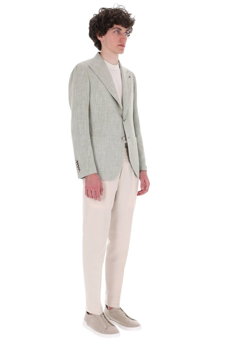 Tagliatore Pino Lerario Herringbone Wool-Linen Blazer