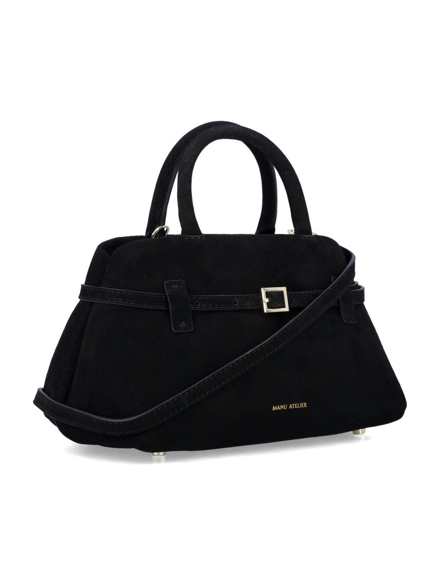 Manu Atelier Timeless Suede Handbag With Adjustable Shoulder Strap