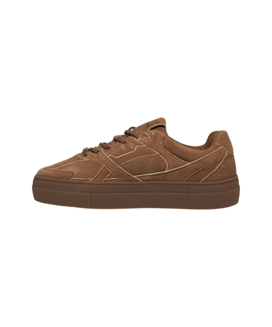 Copenaghen Brown Leather Vintage-Inspired Sneakers With Detailed Stitching