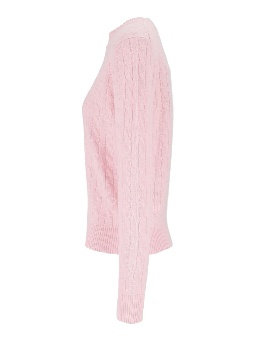 Mc2 Saint Barth Pink Sorbonne Braid Wool Cable Knit Sweater