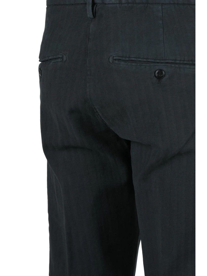 Dondup Black Gaubert Textured Stretch Cotton Trousers