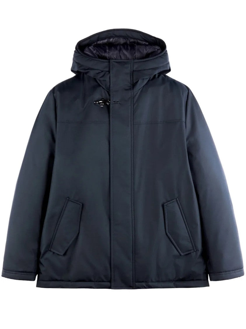Fay Matte Finish Hooded Padded Jacket With Concealed Zip Closure