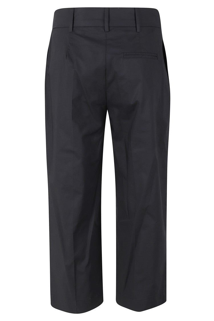 Meimei J. Black Capri Belt-Loops Cotton Cropped Pants