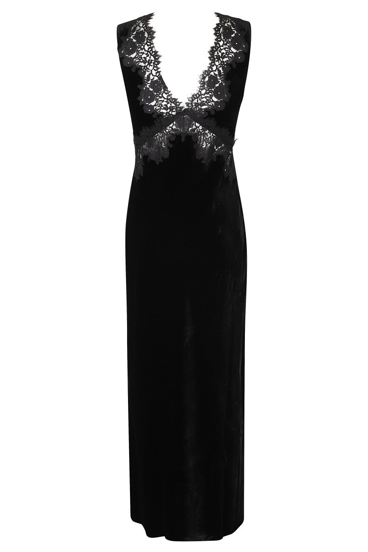 Rixo Black Silk-Blend V-Neck Sleeveless Midi Dress