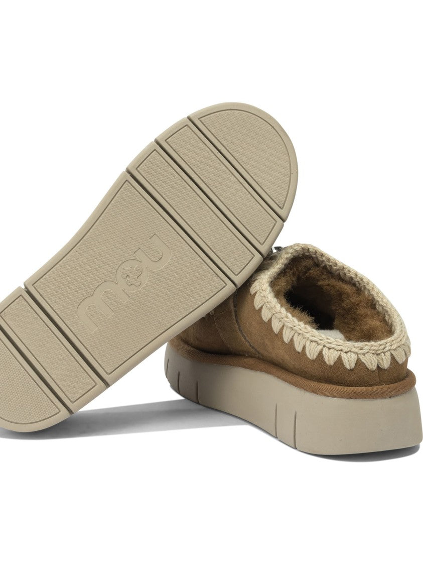 Mou Sheepskin Slip-On Loafers With Decorative Stitching