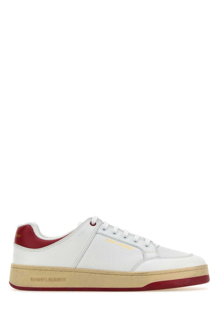 Saint Laurent White Sneakers With Textured Accents