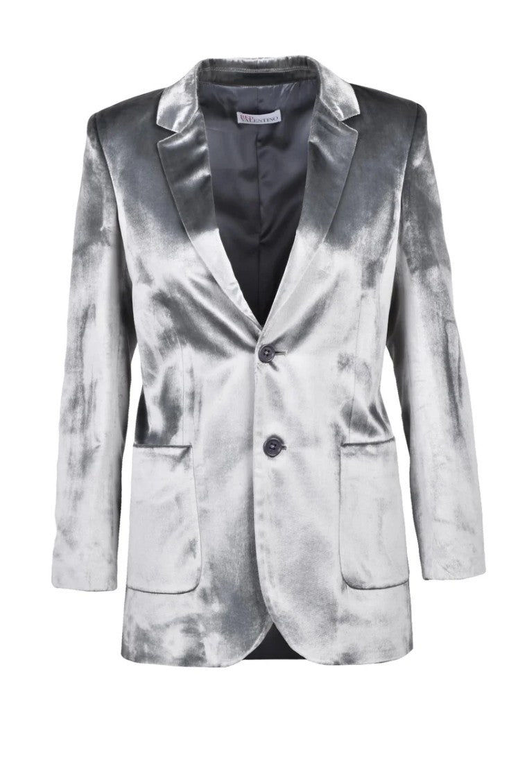 Red Valentino Velvet Jacket With Button - Grey