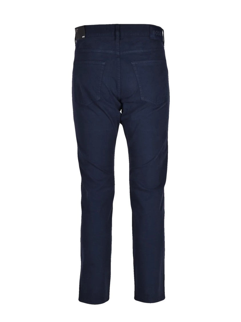 Boss Slim Fit Deep Blue Trousers With Five-Pocket Design