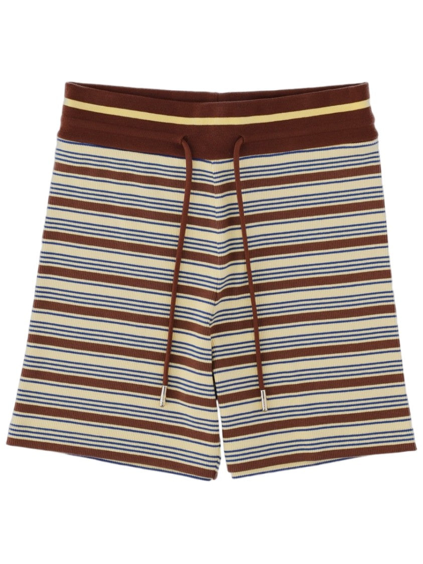 Fendi Horizontal Striped Knit Cotton-Blend Shorts