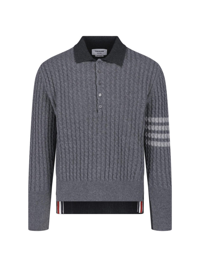 Thom Browne Cable Knit Contrasting Collar Unique Accents Sweater