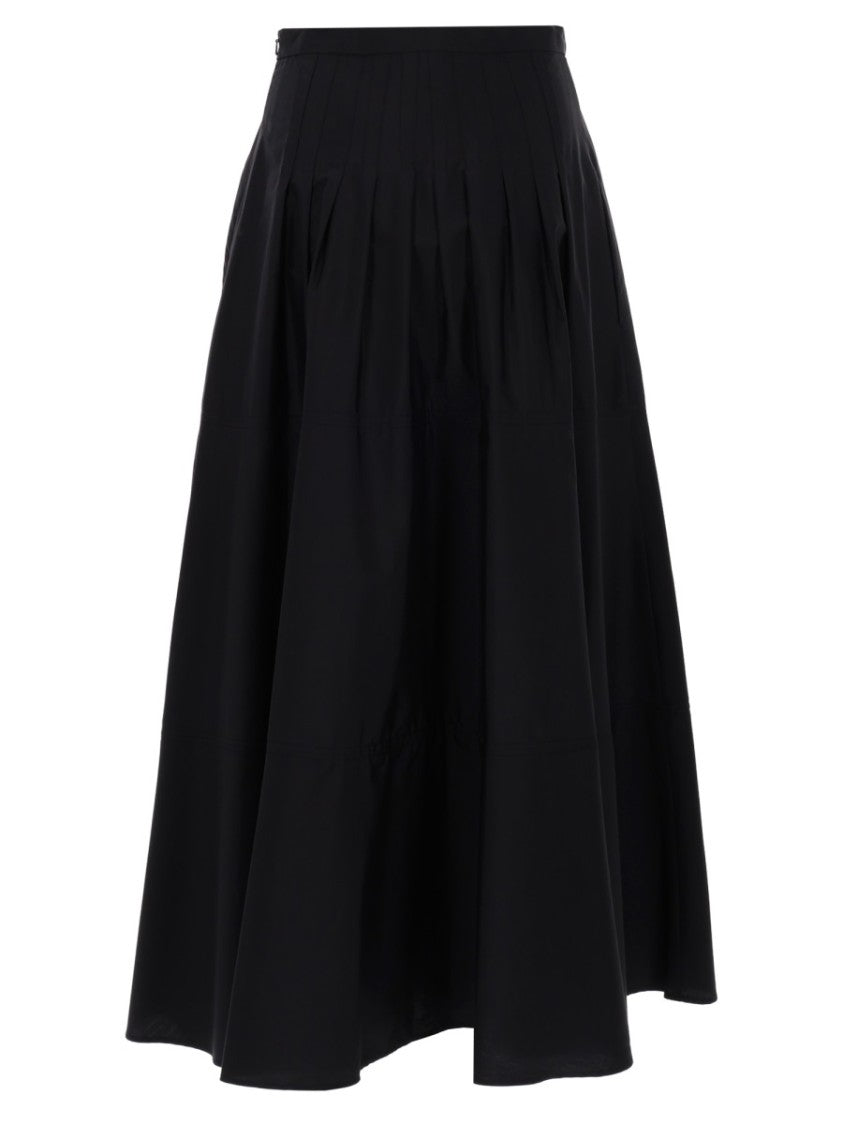 Max Mara High-Waisted Cotton Maxi Skirt With Subtle Pleats