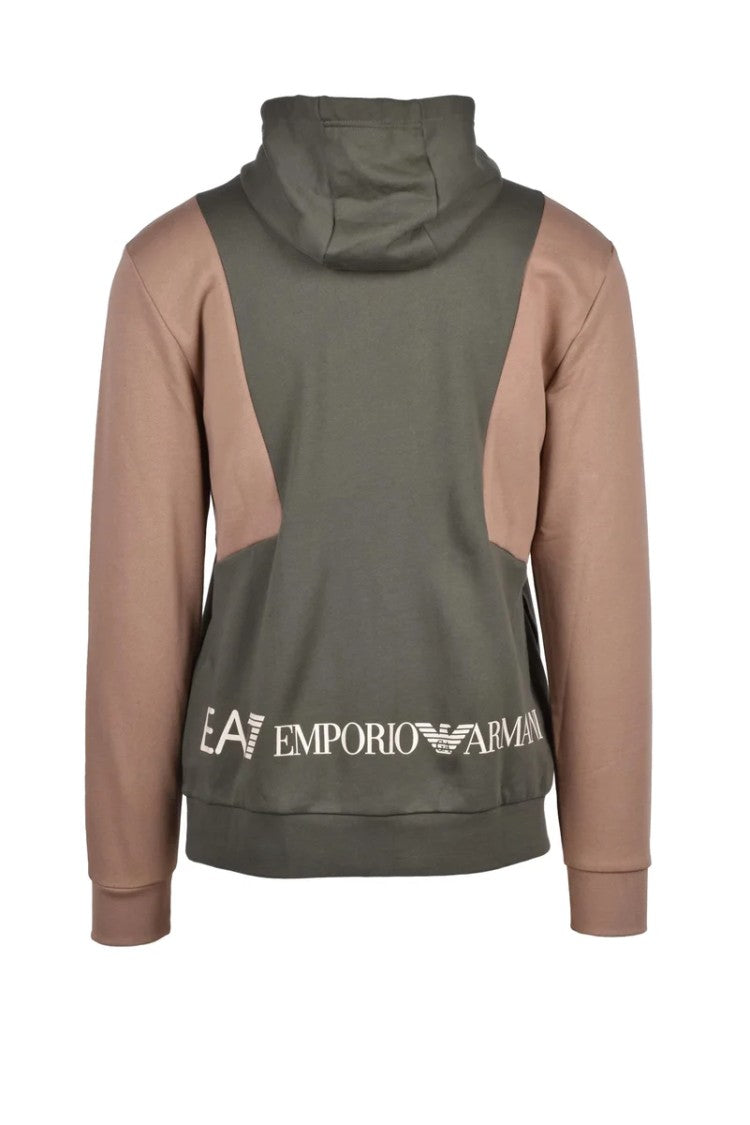Ea7 Emporio Armani Green Two-Tone Hooded Sweatshirt