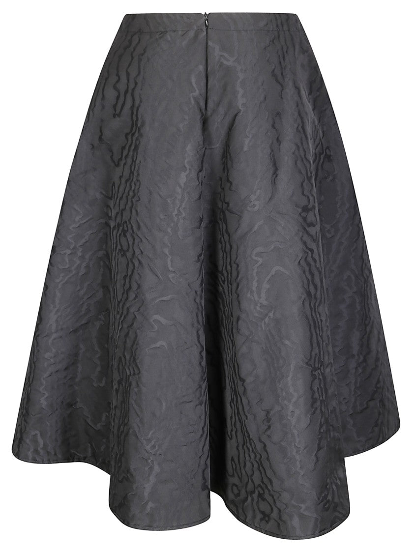 Stefano Mortari Black Flared Midi Skirt With Damask Effect