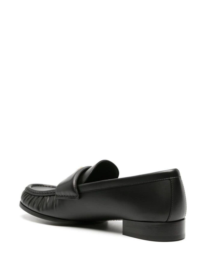 Givenchy Ruched Matte Finish Black Lambskin Flat Shoes