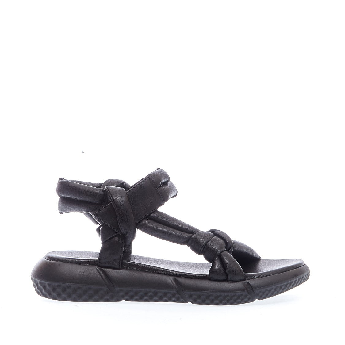 Elena Iachi Black Leather Knot Wedge