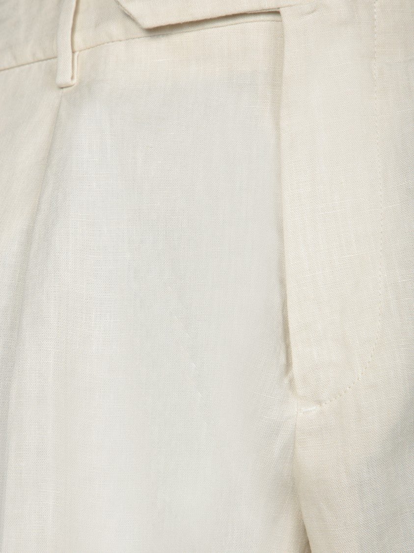 Dell'oglio Tailored White Linen Trousers