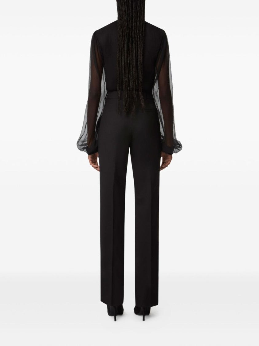 Nina Ricci Black Ruffled High Neck Top