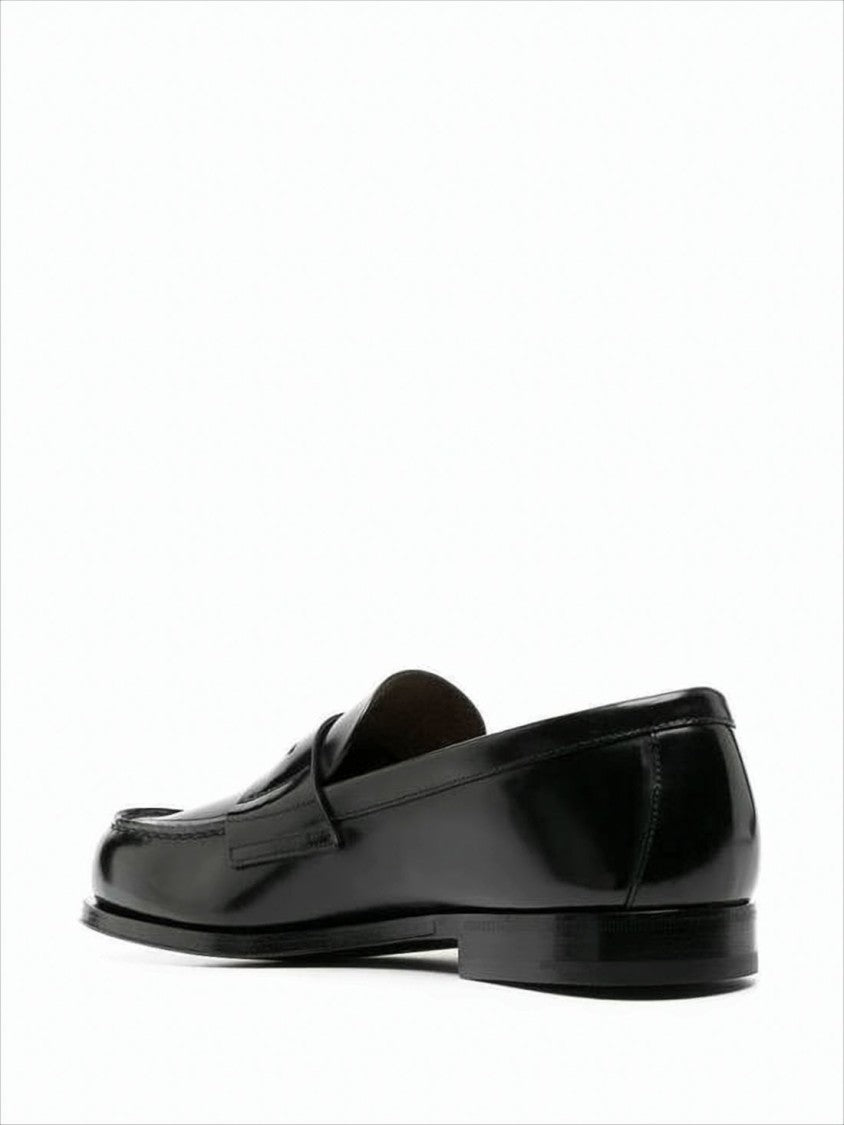 Prada Polished Black Leather Loafers