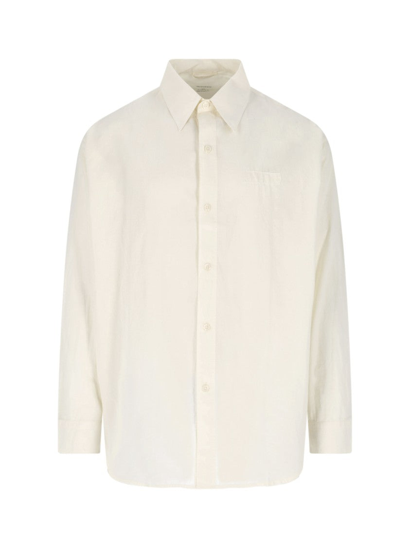 Mfpen Cream Essay Classic Collar Cotton Shirt