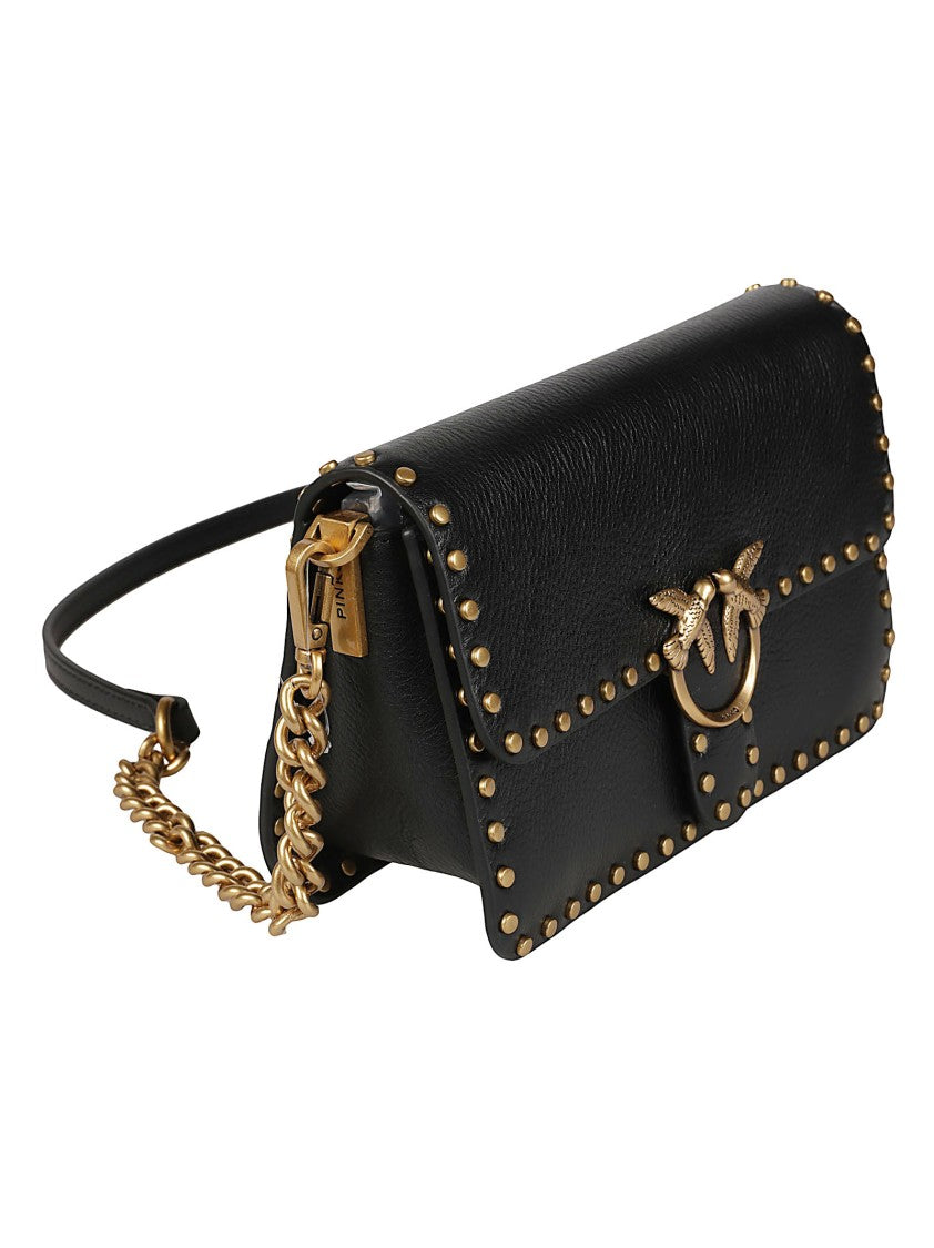 Pinko Love One Slouchy Textured Calfskin Shoulder Bag