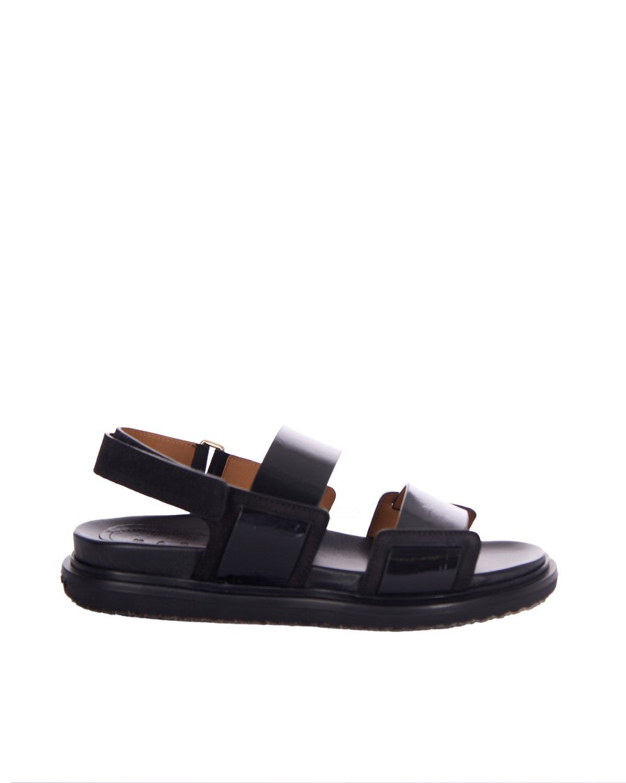 Marni Minimalist Black Fussbett Sandal With Adjustable Closure