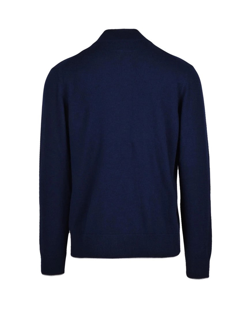 Eleventy Cashmere Pullover With Half-Zip Closure And Ribbed Detail