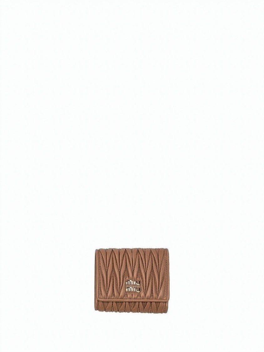 Miu Miu Compact Brown Nappa Leather Wallet