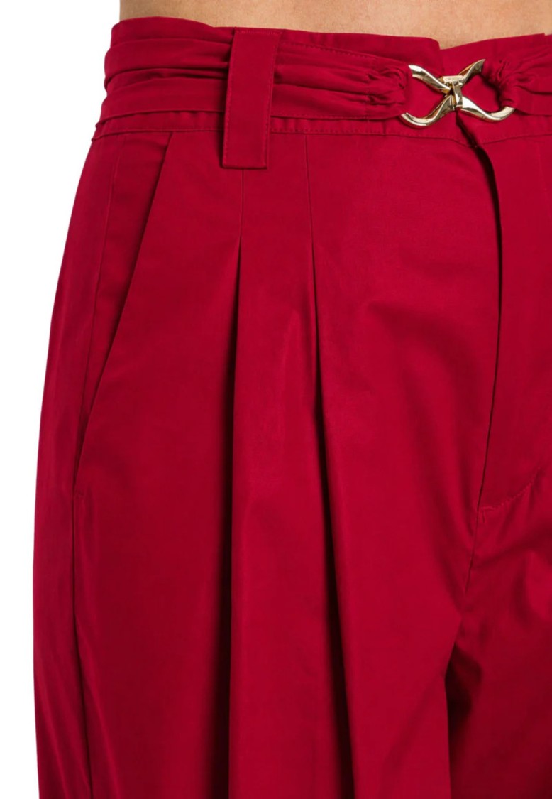 Twin-Set High-Waist Wide-Leg Pants With Pleated Front Detail