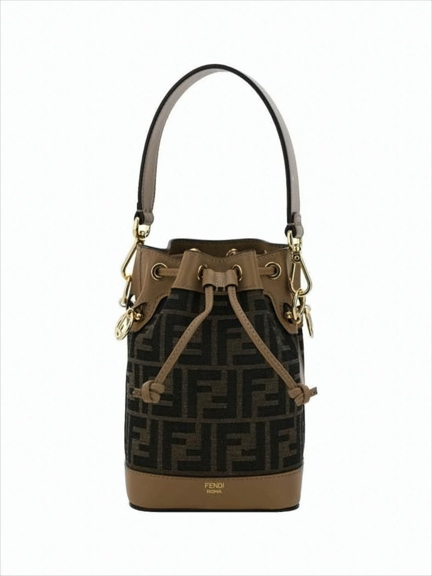 Fendi Bucket-Style Monogram Shoulder Bag With Drawstring Closure