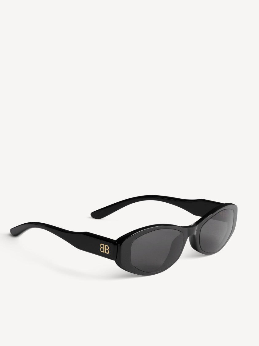 Balenciaga Black Nova Oval Narrow Frame Sunglasses
