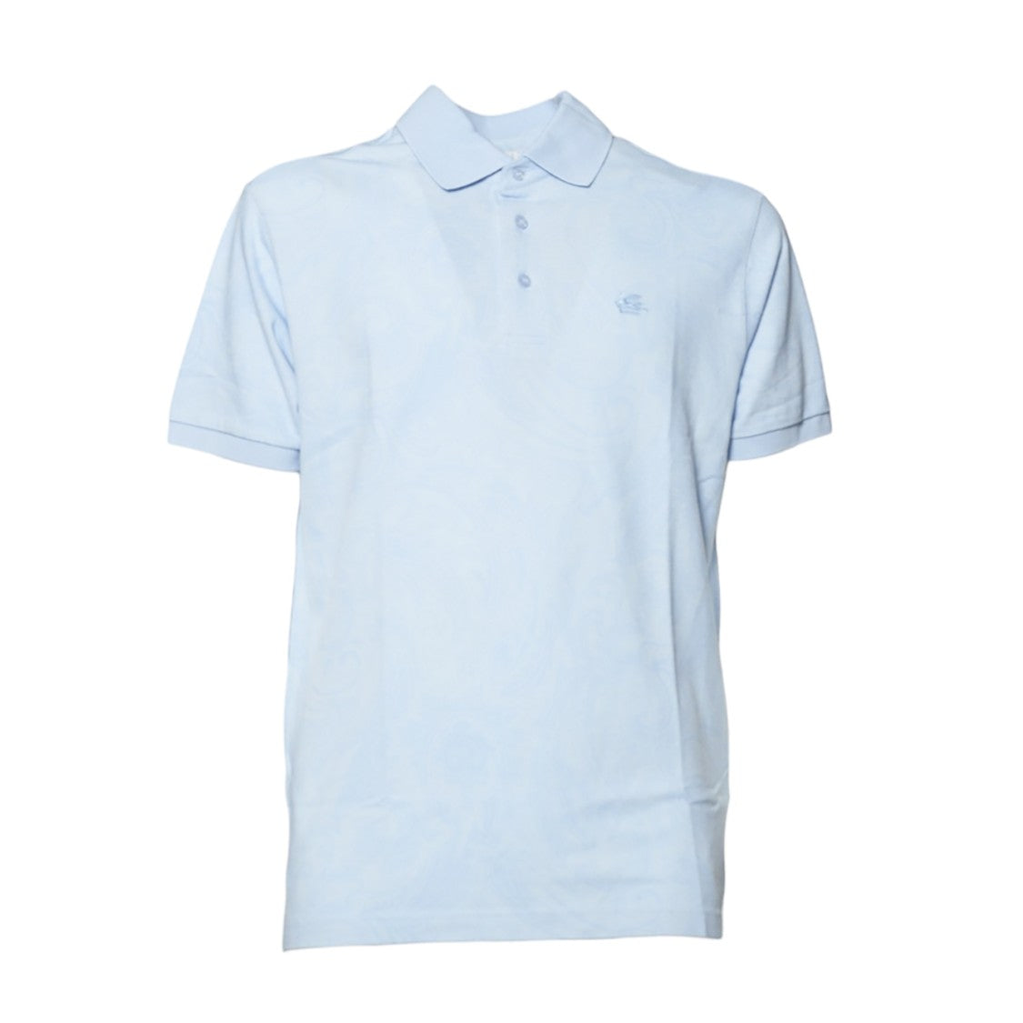 Etro Light Blue Cotton Jacquard Polo