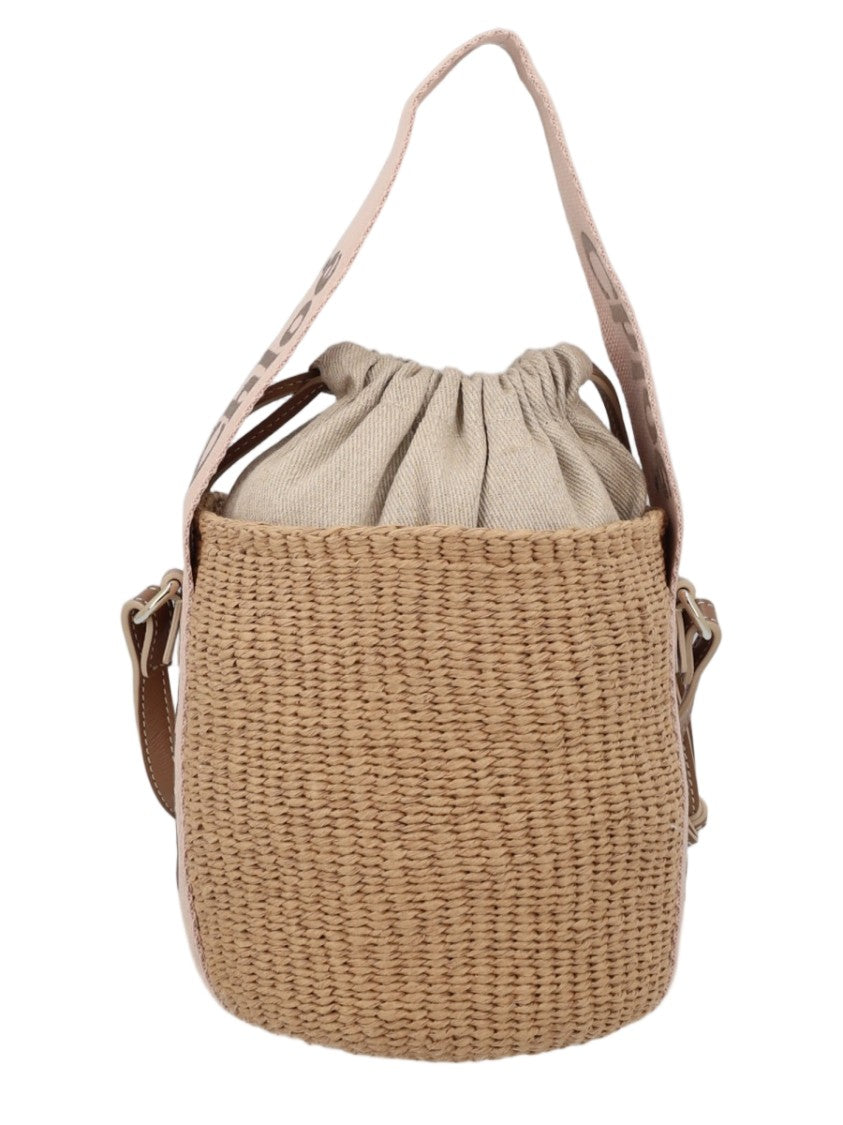 Chloé Woven Paper Bucket Bag With Drawstring Closure And Adjustable Strap