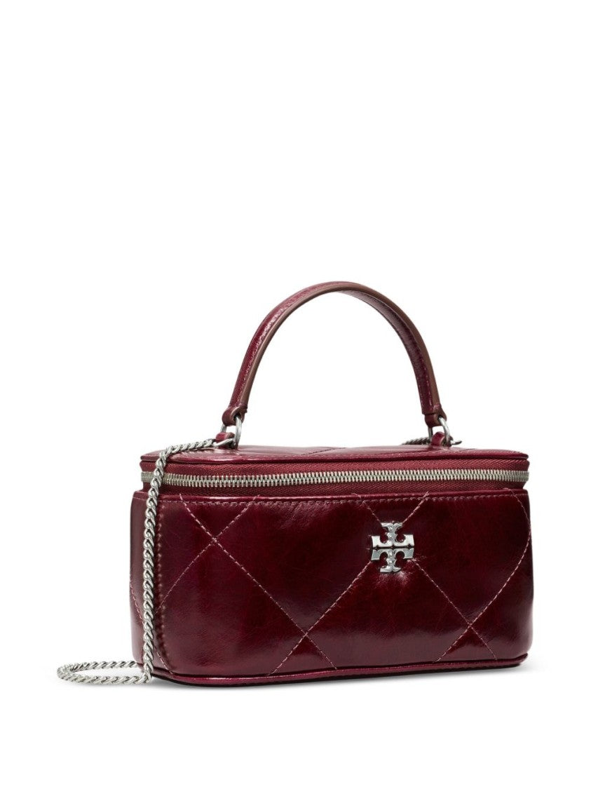 Tory Burch Structured Quilted Handbag With Glossy Finish