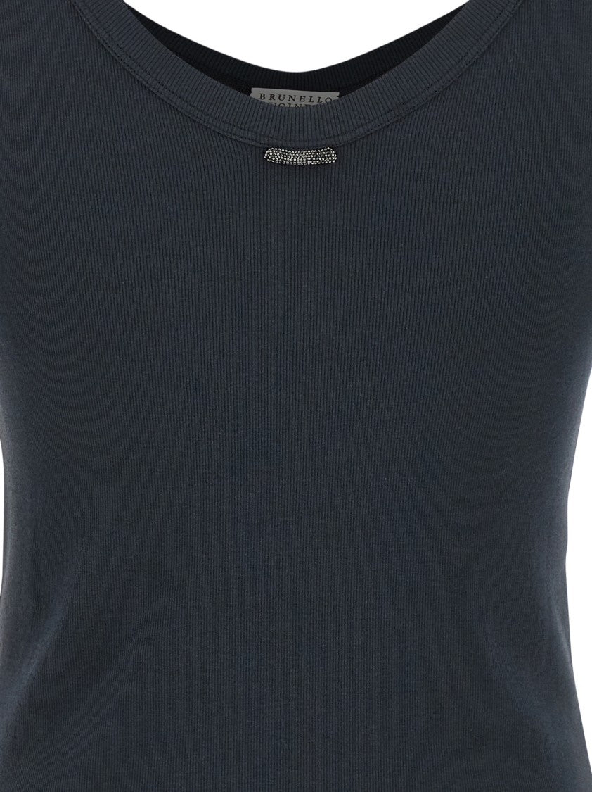 Brunello Cucinelli Stretch Cotton Ribbed Jersey T-Shirt