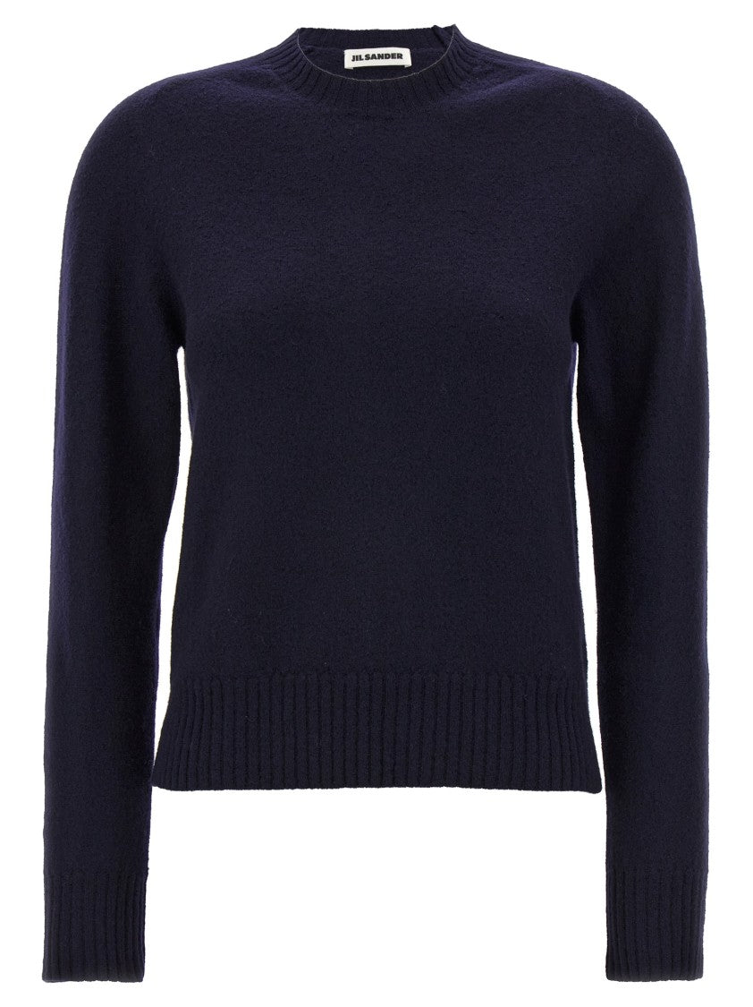 Jil Sander Crewneck Wool Sweater With Cuffed Sleeves