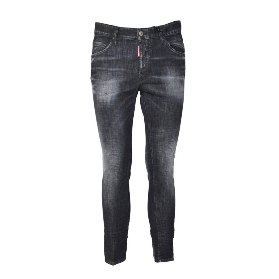 Dsquared2 Slim-Fit Black Washed Denim Jeans With Distressed Details