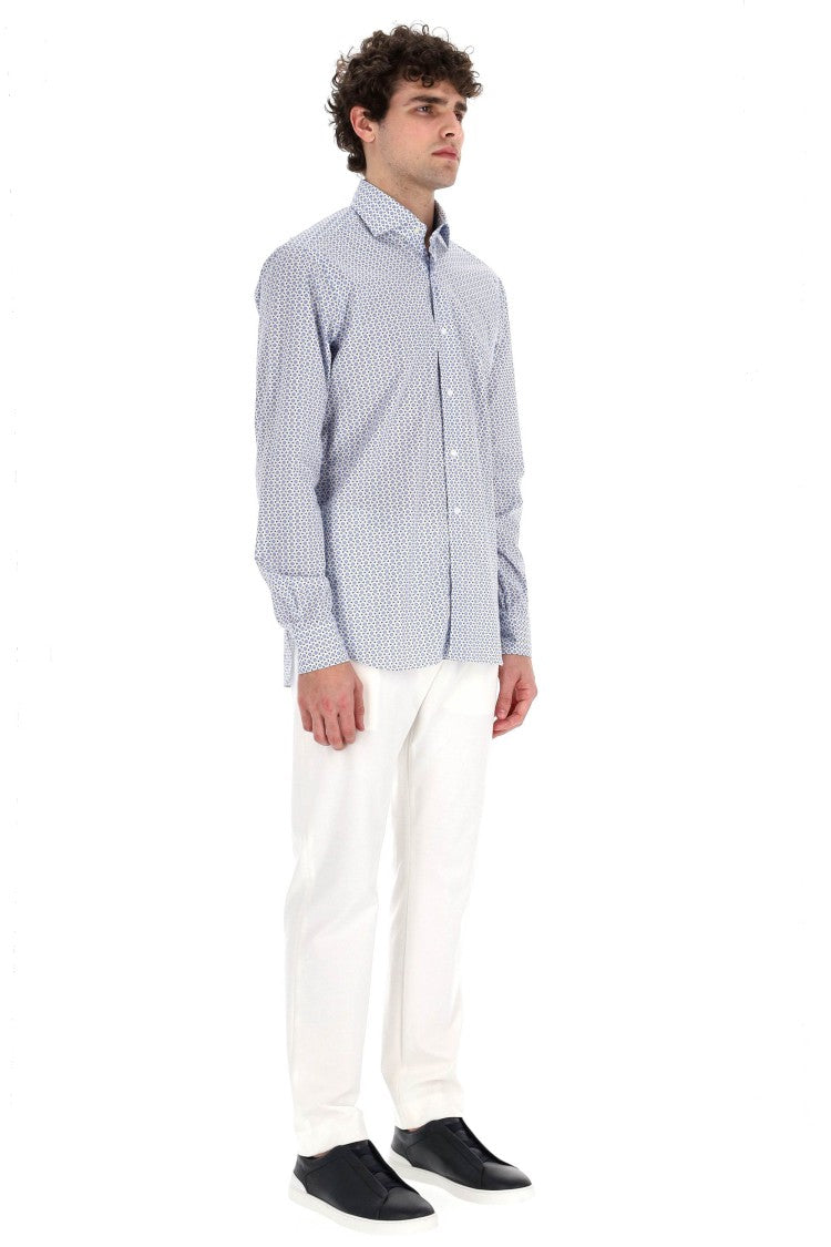 Barba Micro Pattern Cotton Shirt Line Dandylife